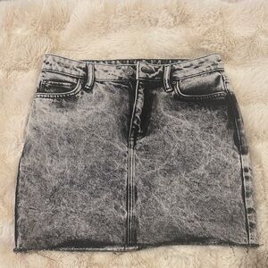 All Saints Cutoff Acidwash Denim Mini Skirt